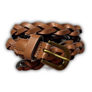 Braided Faux Leather Skinny Belt